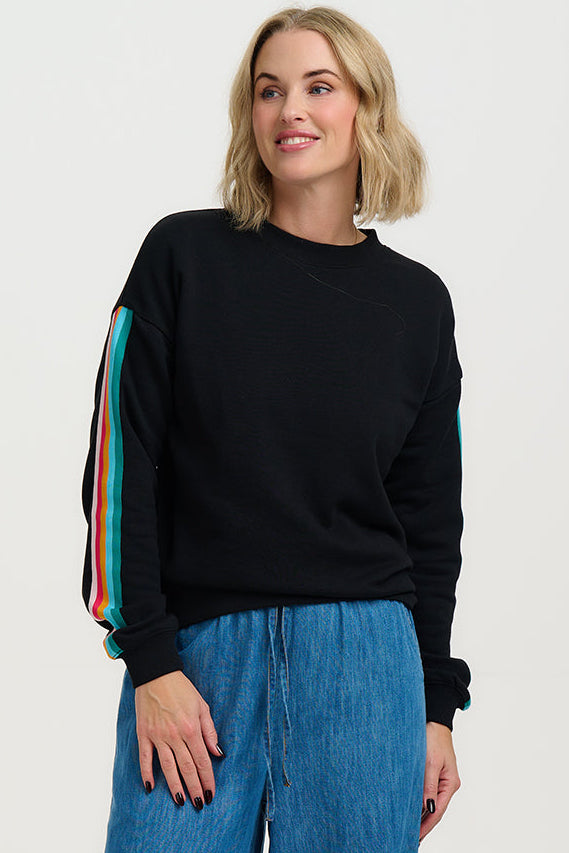 sugarhill brighton Magda Sweatshirt - Green Rainbow Stripe