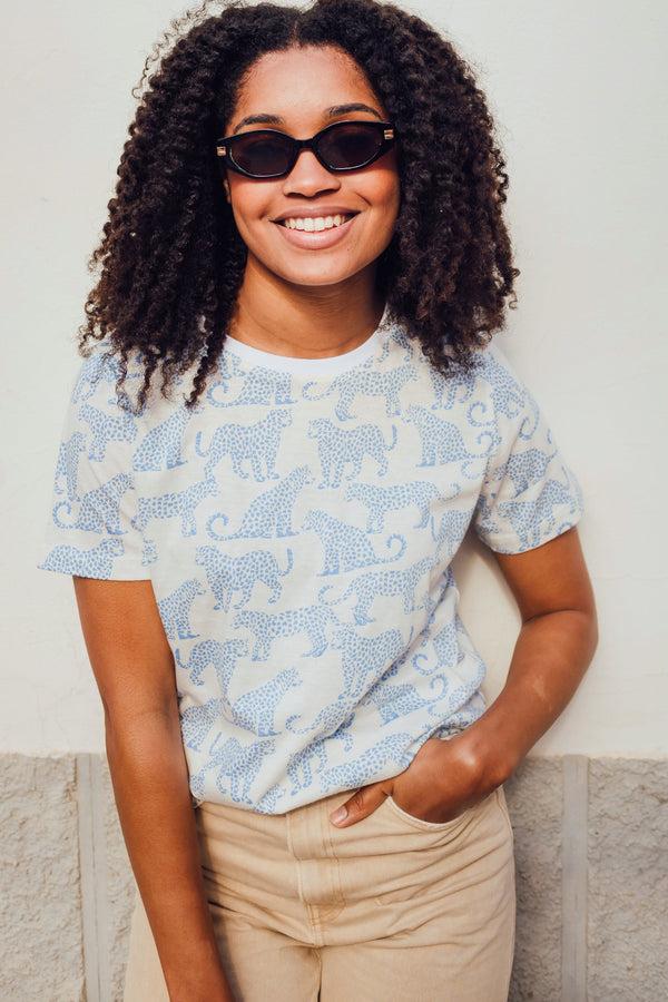Sugarhill Brighton Maggie T-shirt - Off-White/Orange Stripy Parrot