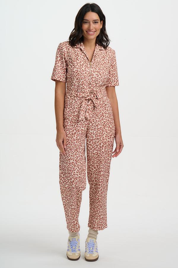 Sugarhill Brighton Meredith Boilersuit - Rust/Navy Ikat Leopard