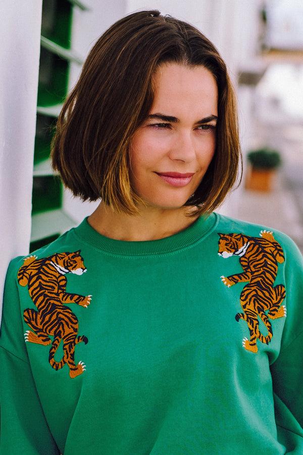 Sugarhill Brighton Noah Sweatshirt - Stone Classic Leopard Stripe