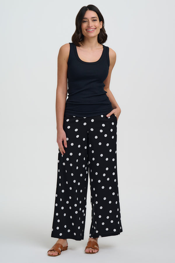 Sugarhill Brighton Patsy Palazzo Pants - Black Tropical Parrots