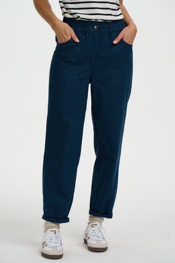 Sugarhill Brighton Rowan Trousers - Black/Teal Thin Stripe
