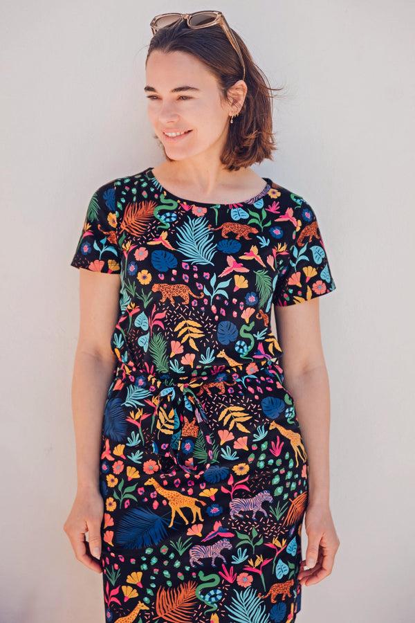 Sugarhill Brighton Terri Jersey Mini Dress - Black Night Rainbow
