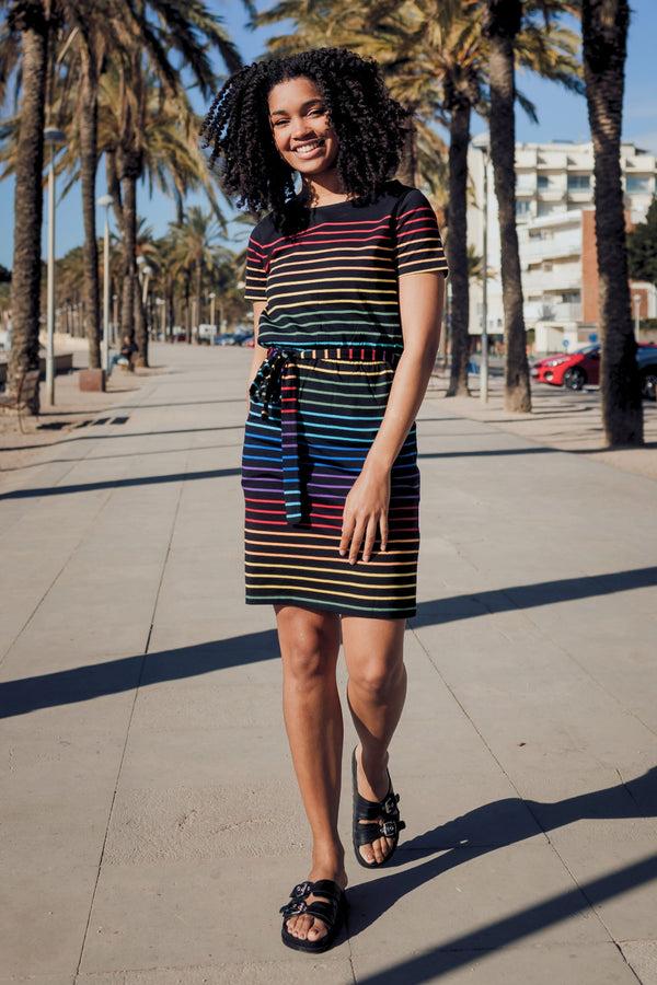 sugarhill brighton Terri Jersey Mini Dress - Black Night Rainbow sugarhill brighton Terri Jersey Mini Dress - Black Night Rainbow