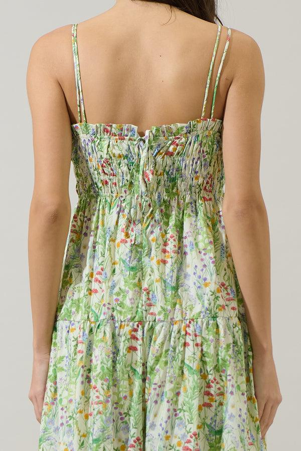 Sugarlips Abery Floral Gennie Smocked Tiered Midi Dress