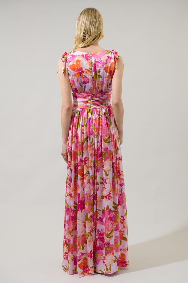 Sugarlips Abigal Floral Descanso Pleated Maxi Dress