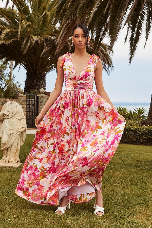 sugarlips Abigal Floral Descanso Pleated Maxi Dress