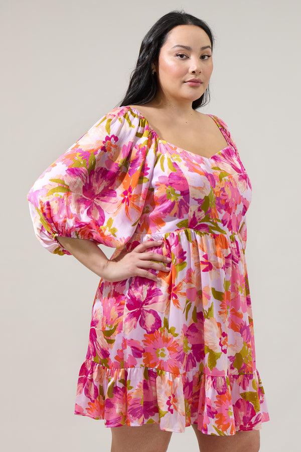 Sugarlips Abigal Floral Evy Sweetheart Mini Dress Curve