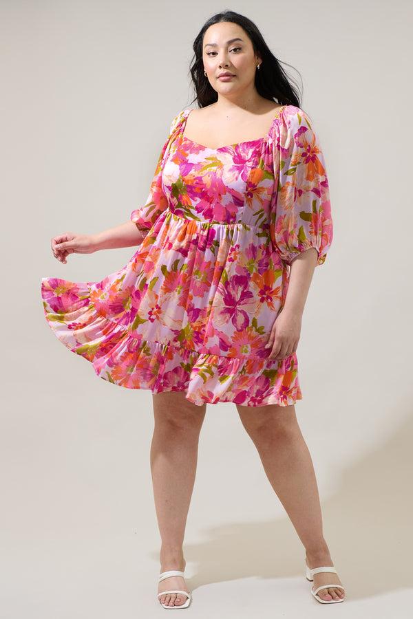 Sugarlips Abigal Floral Evy Sweetheart Mini Dress Curve