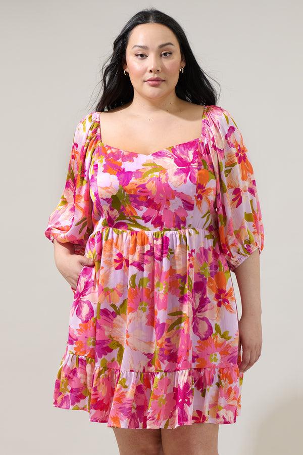 sugarlips Abigal Floral Evy Sweetheart Mini Dress Curve