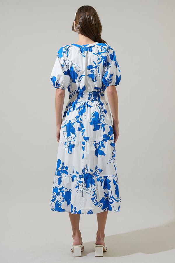Sugarlips Aby Floral Hacienda Puff Sleeve Midi Dress