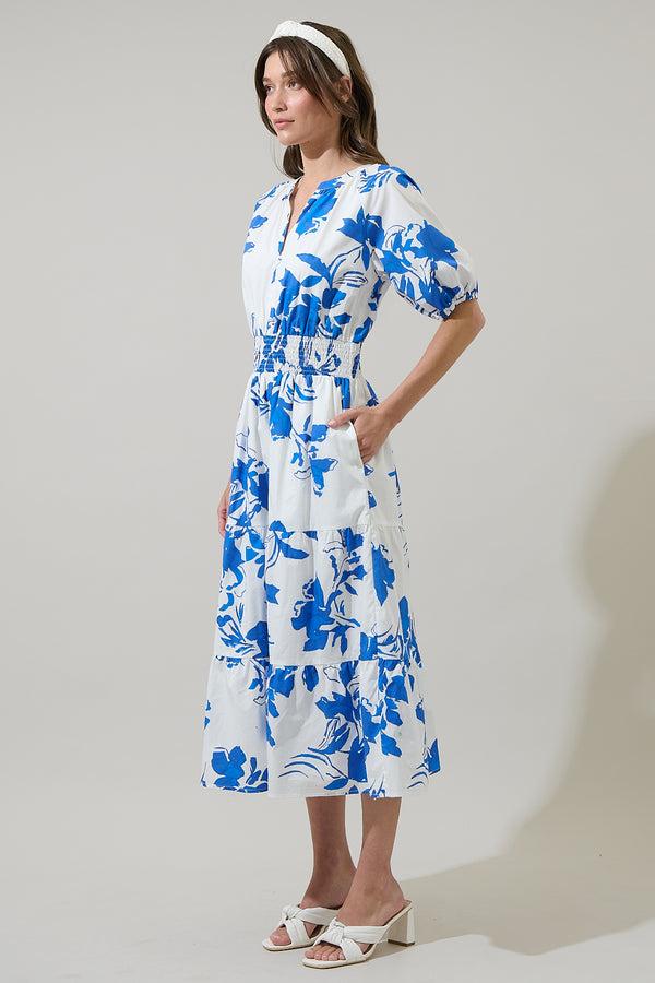 Sugarlips Aby Floral Hacienda Puff Sleeve Midi Dress