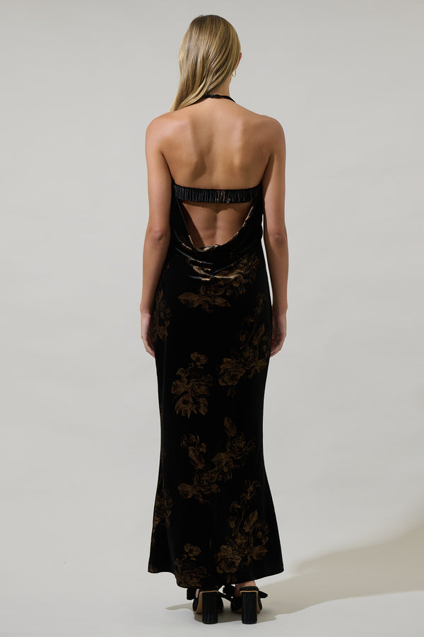 Sugarlips Ace Floral Dynamite Velvet Strapless Maxi Dress