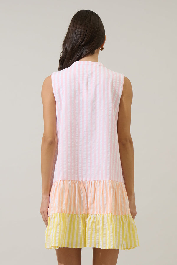 Sugarlips Addely Striped Color Block Shift Mini Dress