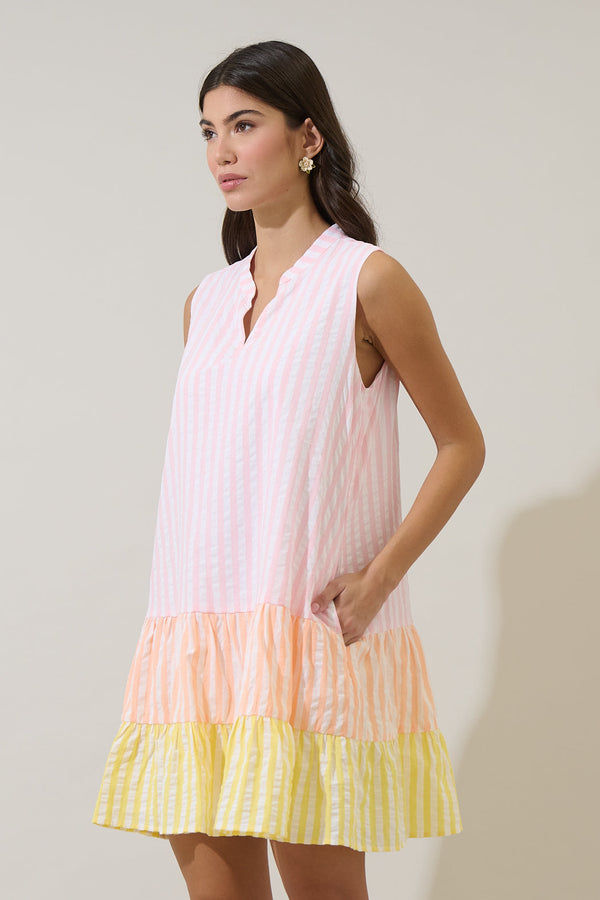 Sugarlips Addely Striped Color Block Shift Mini Dress