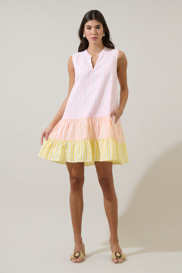 Sugarlips Addely Striped Color Block Shift Mini Dress