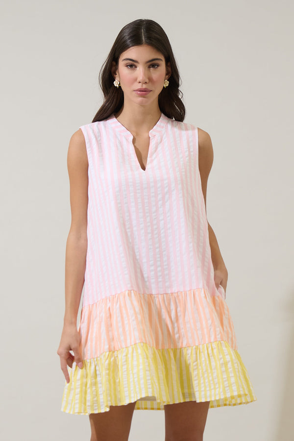 sugarlips Addely Striped Color Block Shift Mini Dress