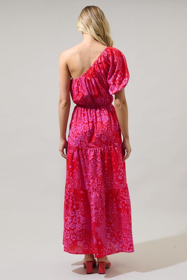 Sugarlips Addie Floral Querida One Shoulder Midi Dress