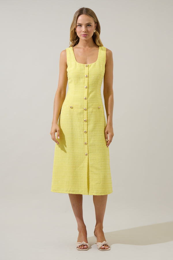 sugarlips Adriella Tweed Litia Sleeveless Midi Dress