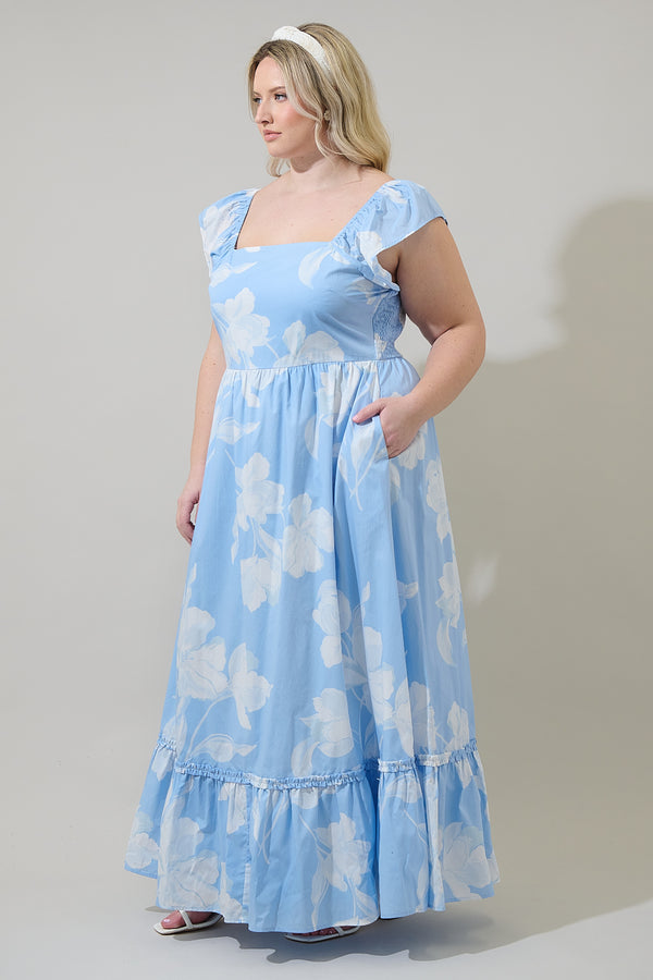 Sugarlips Afina Floral Mazy Smocked Maxi Dress Curve