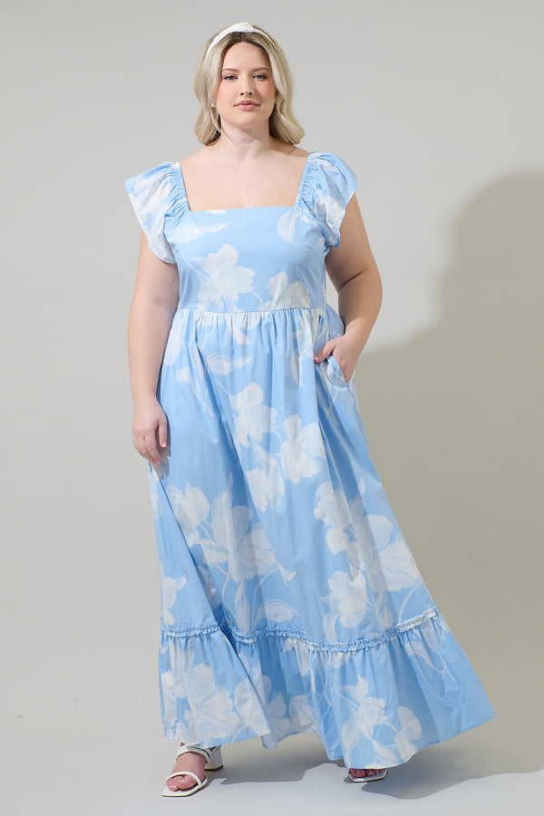 sugarlips Afina Floral Mazy Smocked Maxi Dress Curve