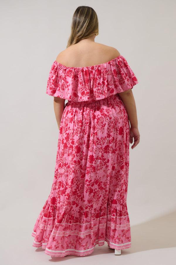 Sugarlips Aiza Floral Otis Off The Shoulder Maxi Dress Curve