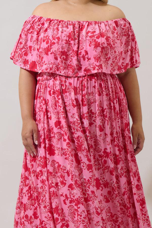 Sugarlips Aiza Floral Otis Off The Shoulder Maxi Dress Curve