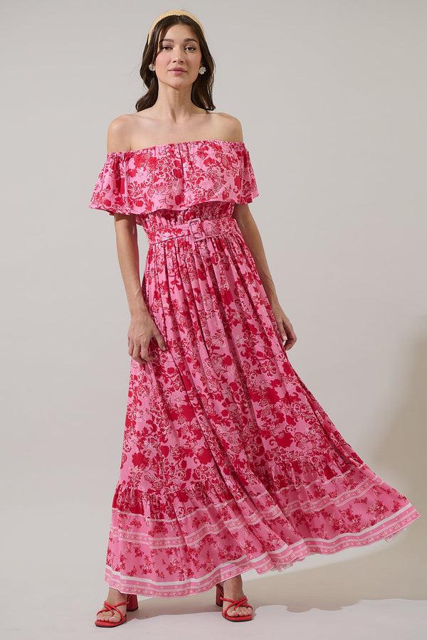 sugarlips Aiza Floral Otis Off the Shoulder Maxi Dress