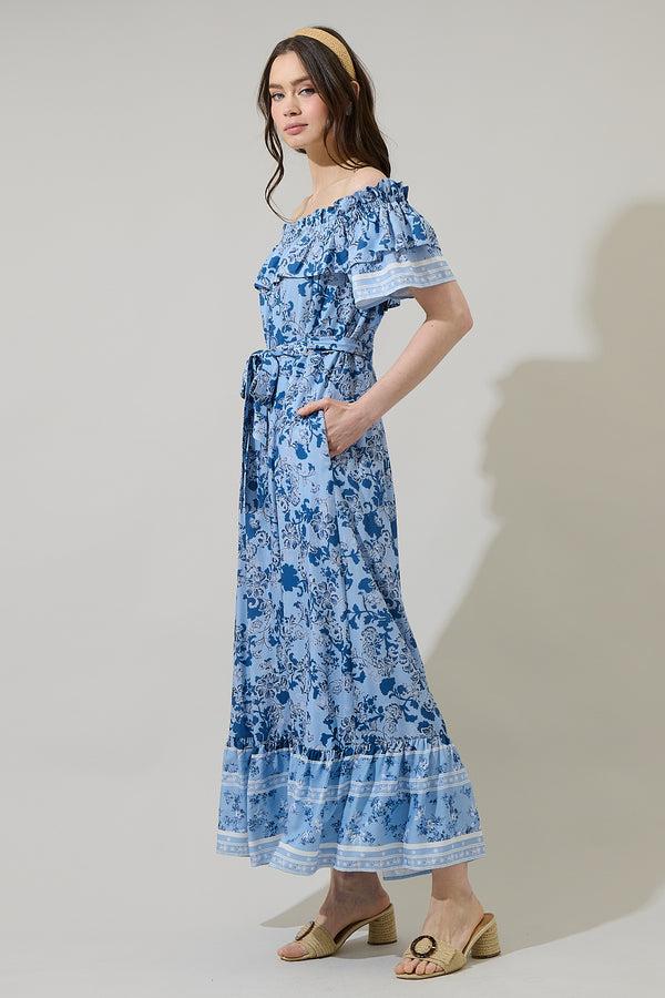 Sugarlips Aiza Floral Tonya Off The Shoulder Maxi Dress