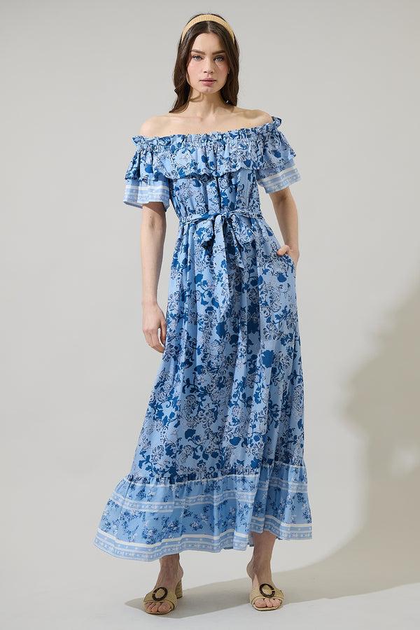 sugarlips Aiza Floral Tonya Off the Shoulder Maxi Dress