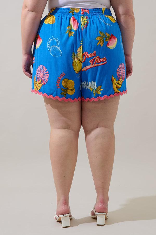 Sugarlips Alanie Tropical Halle Drawstring Shorts Curve