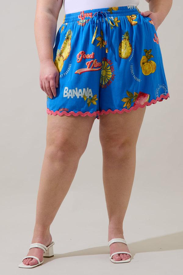 sugarlips Alanie Tropical Halle Drawstring Shorts Curve