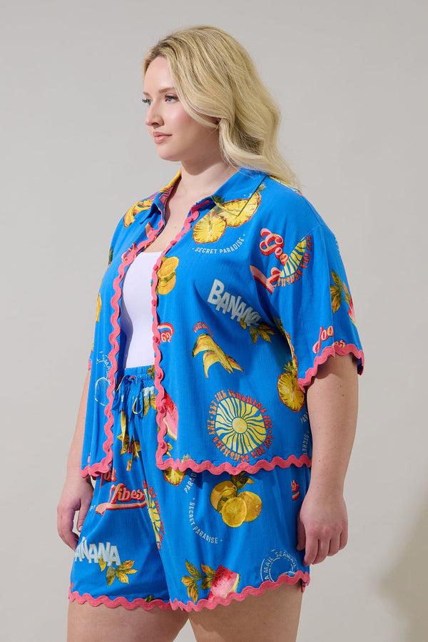 Sugarlips Alanie Tropical Marnie Button Up Shirt Curve