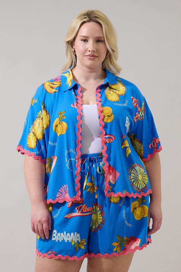 sugarlips Alanie Tropical Marnie Button Up Shirt Curve