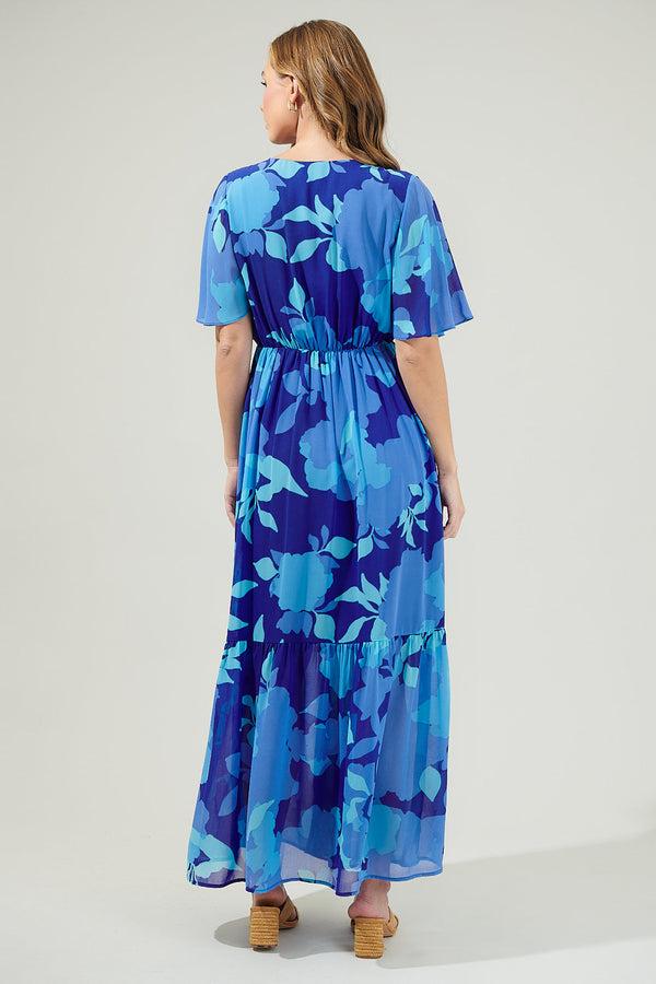 Sugarlips Alegria Floral Pismo Button Down Flutter Maxi Dress