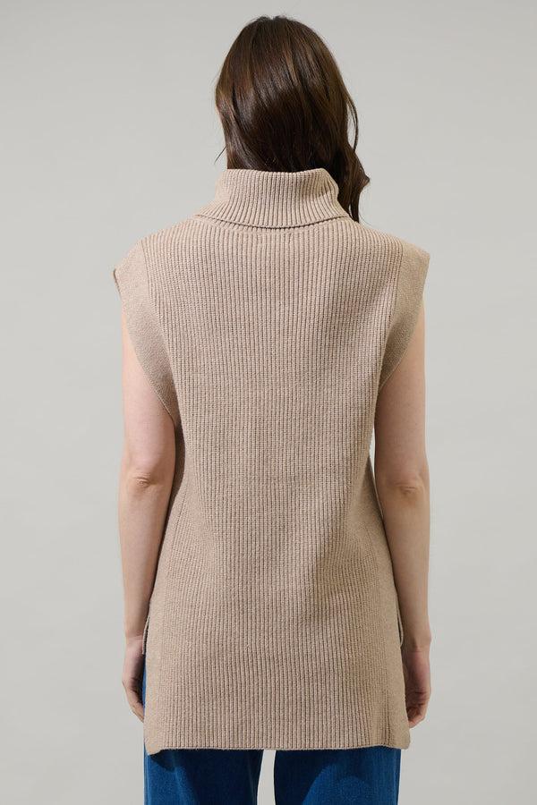 Sugarlips Aleida Turtle Neck Sleeveless Sweater Top