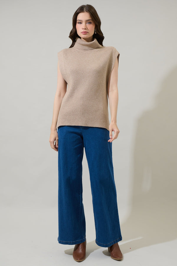 Sugarlips Aleida Turtle Neck Sleeveless Sweater Top