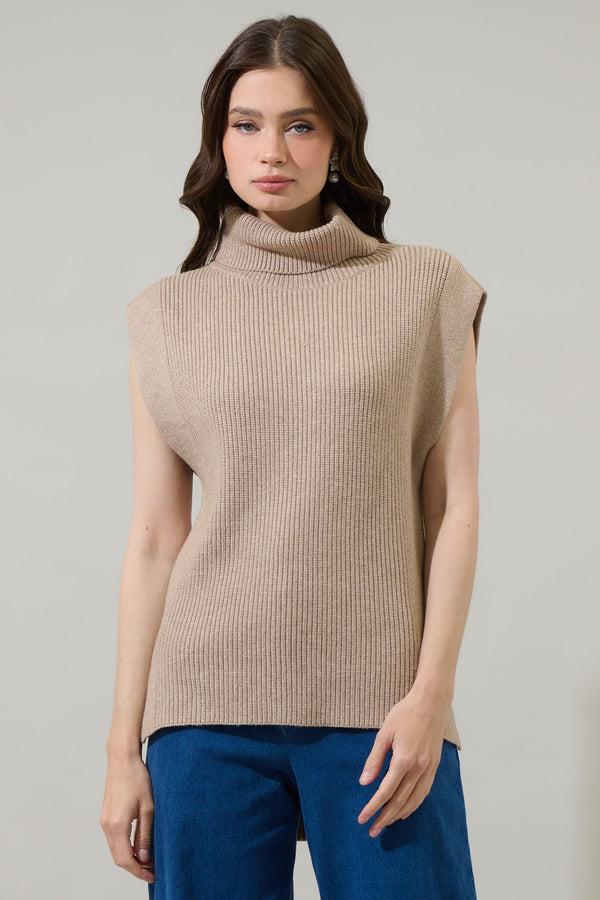 sugarlips Aleida Turtle Neck Sleeveless Sweater Top
