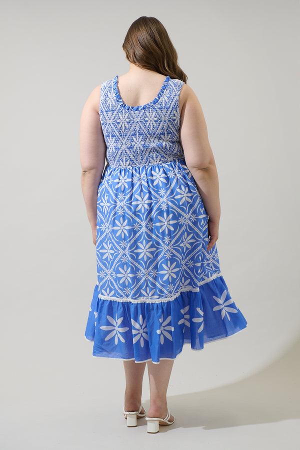 Sugarlips Alexie Floral Jessy Smocked Midi Dress Curve