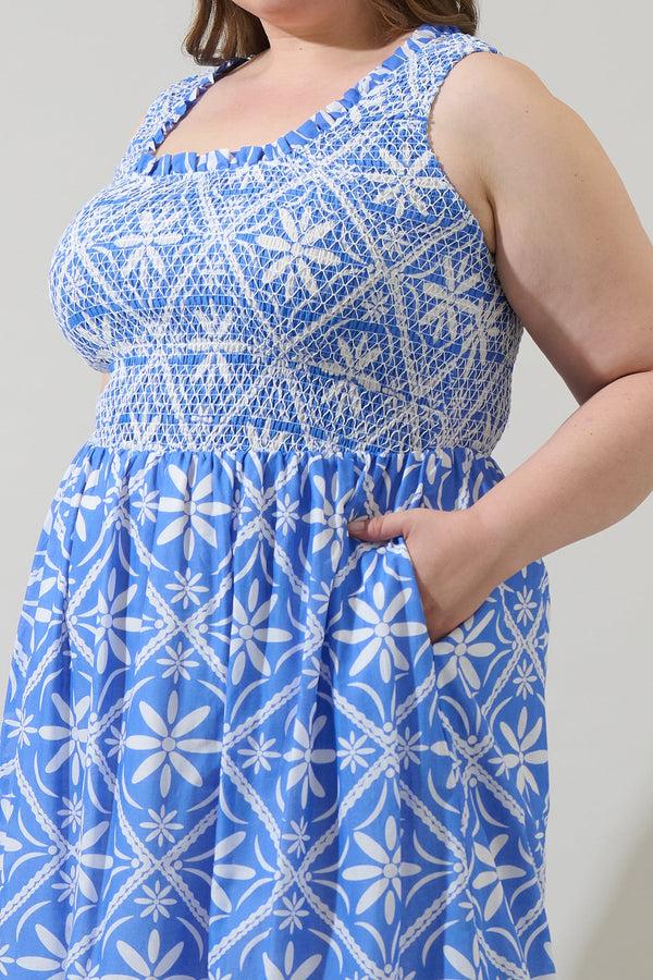 Sugarlips Alexie Floral Jessy Smocked Midi Dress Curve