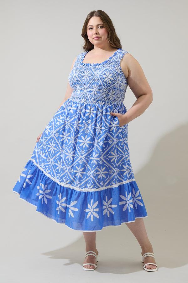 sugarlips Alexie Floral Jessy Smocked Midi Dress Curve