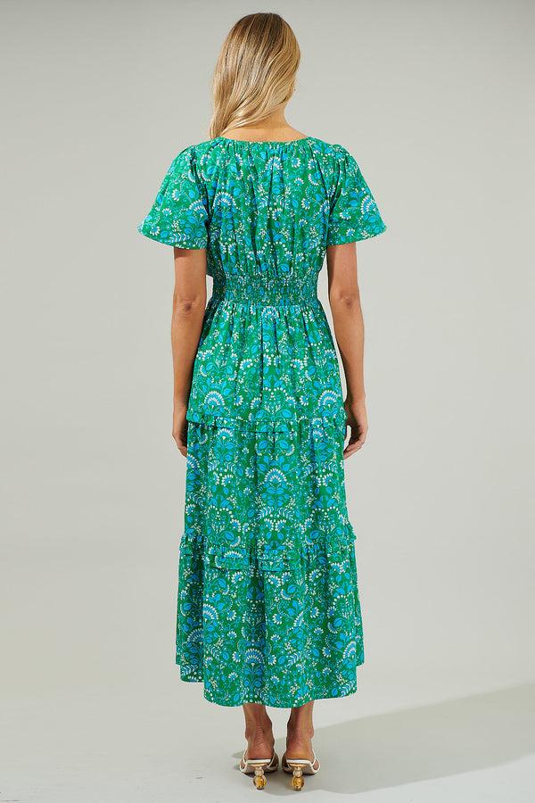 Sugarlips Alina Floral Palmer Poplin Tiered Maxi Dress