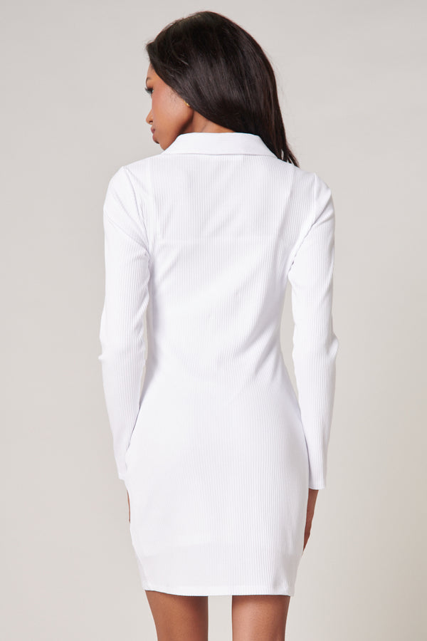 Sugarlips Alison Button Front Ribbed Knit Mini Dress