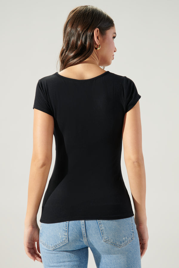 Sugarlips All For You Square Neck Tee Jersey Knit Top