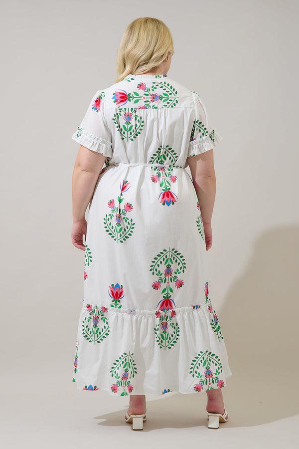 Sugarlips Alna Button Up Midi Dress Saury Floral Curve