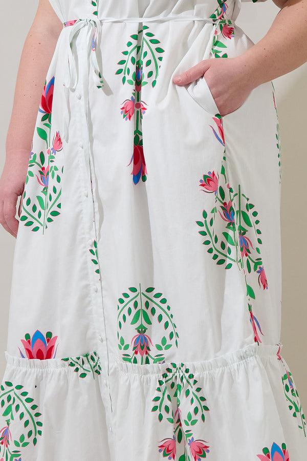 Sugarlips Alna Button Up Midi Dress Saury Floral Curve