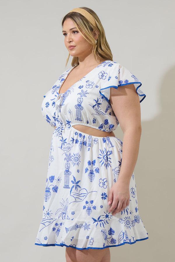 Sugarlips Alvina Tropics Cely Cut Out Mini Dress Curve