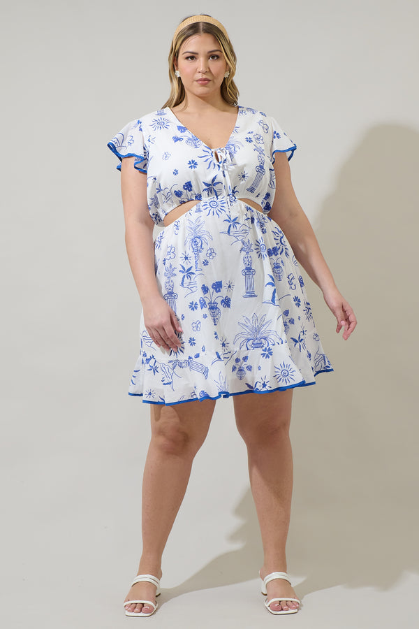 Sugarlips Alvina Tropics Cely Cut Out Mini Dress Curve