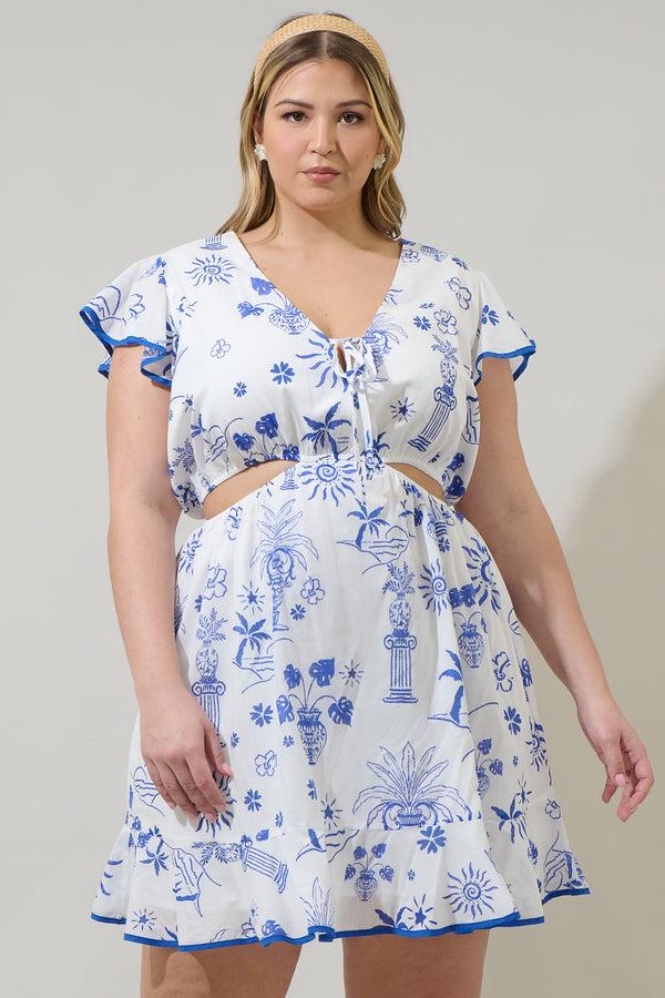 sugarlips Alvina Tropics Cely Cut Out Mini Dress Curve