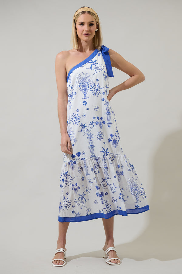 Sugarlips Alvina Tropics Nicol One Shoulder Maxi Dress